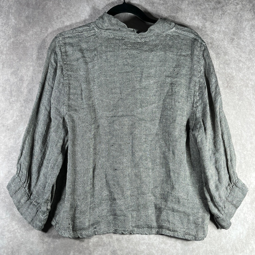Flax Top Womens P Gray Linen Cowl Neck Long Sleeve Casual Lightweight Travel - Picture 4 of 9